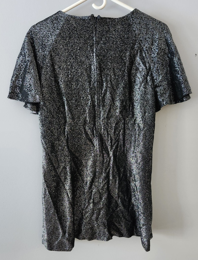 Vintage Montgomery Ward Black Silver Sparkle 3 Piece Pant Suit + Dress/Top