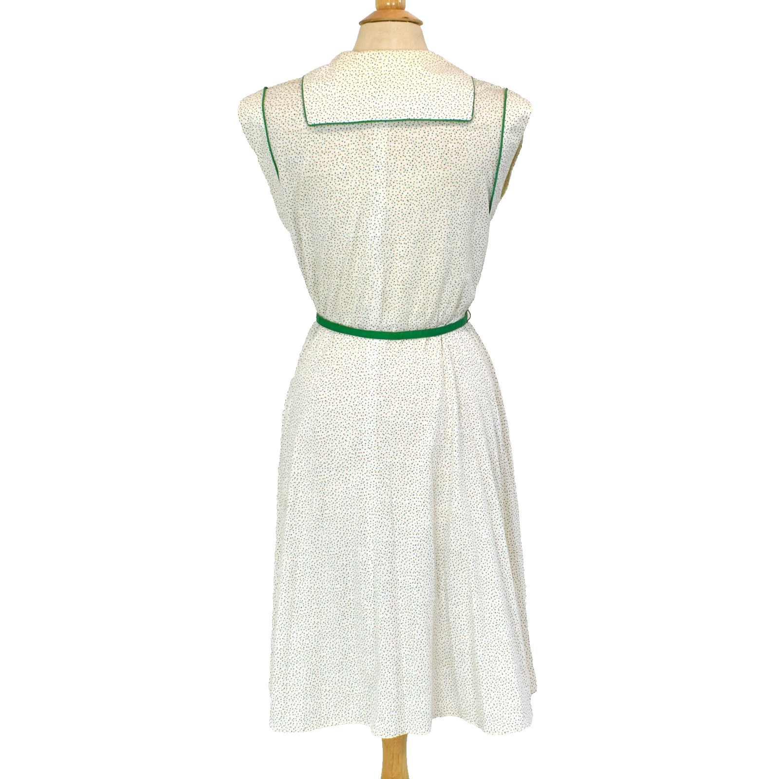 Vtg 70s LESLIE FAY Polka Dot Jersey Knit Sportswear Day Dress M-L Sailor Collar