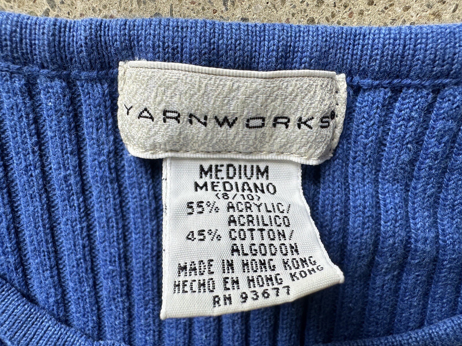 Vintage Yarnworks Blue Acrylic Cotton Blend Ribbed Stretchy Scoop Neck Top Sz M