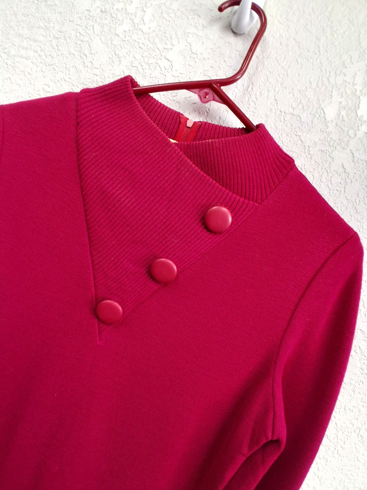 Vintage 60s Mod Dress Cranberry Red Wool Shift Pleated Dress Gino Paoli Italy 10