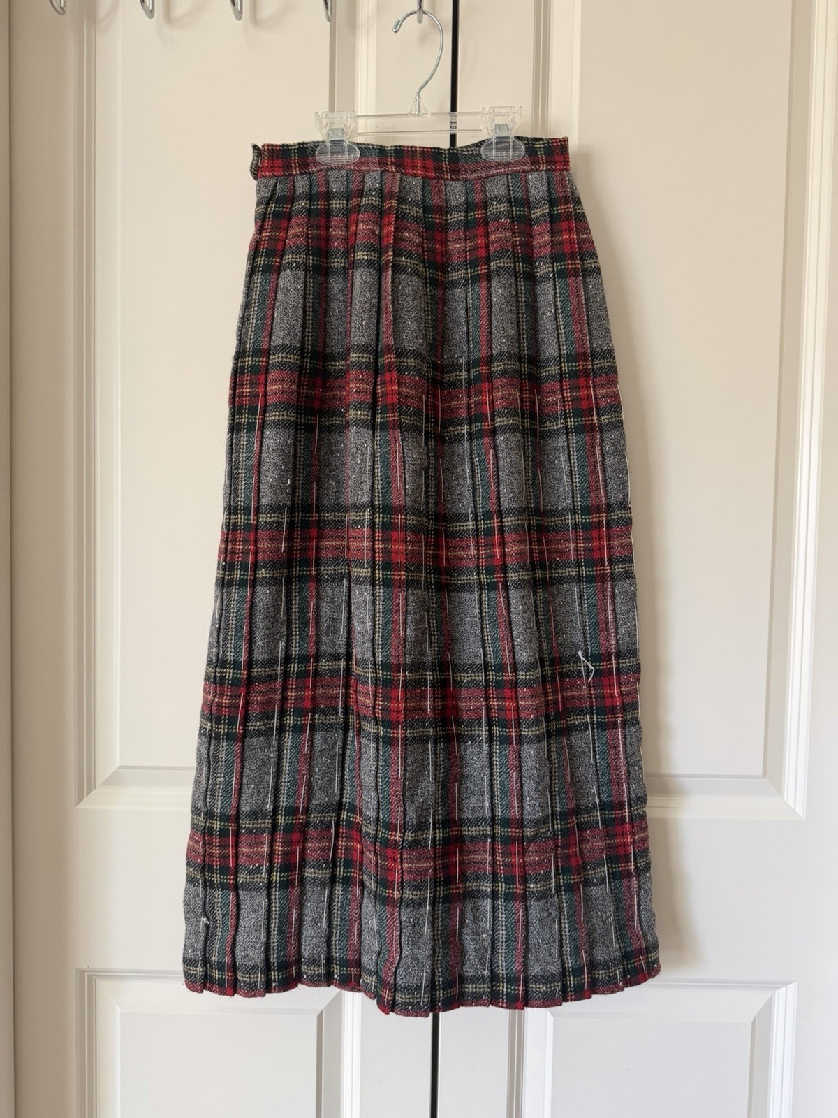 NEW Vintage JH Collectibles Wool Check Pleated Tweed Holiday Maxi Skirt SZ 4