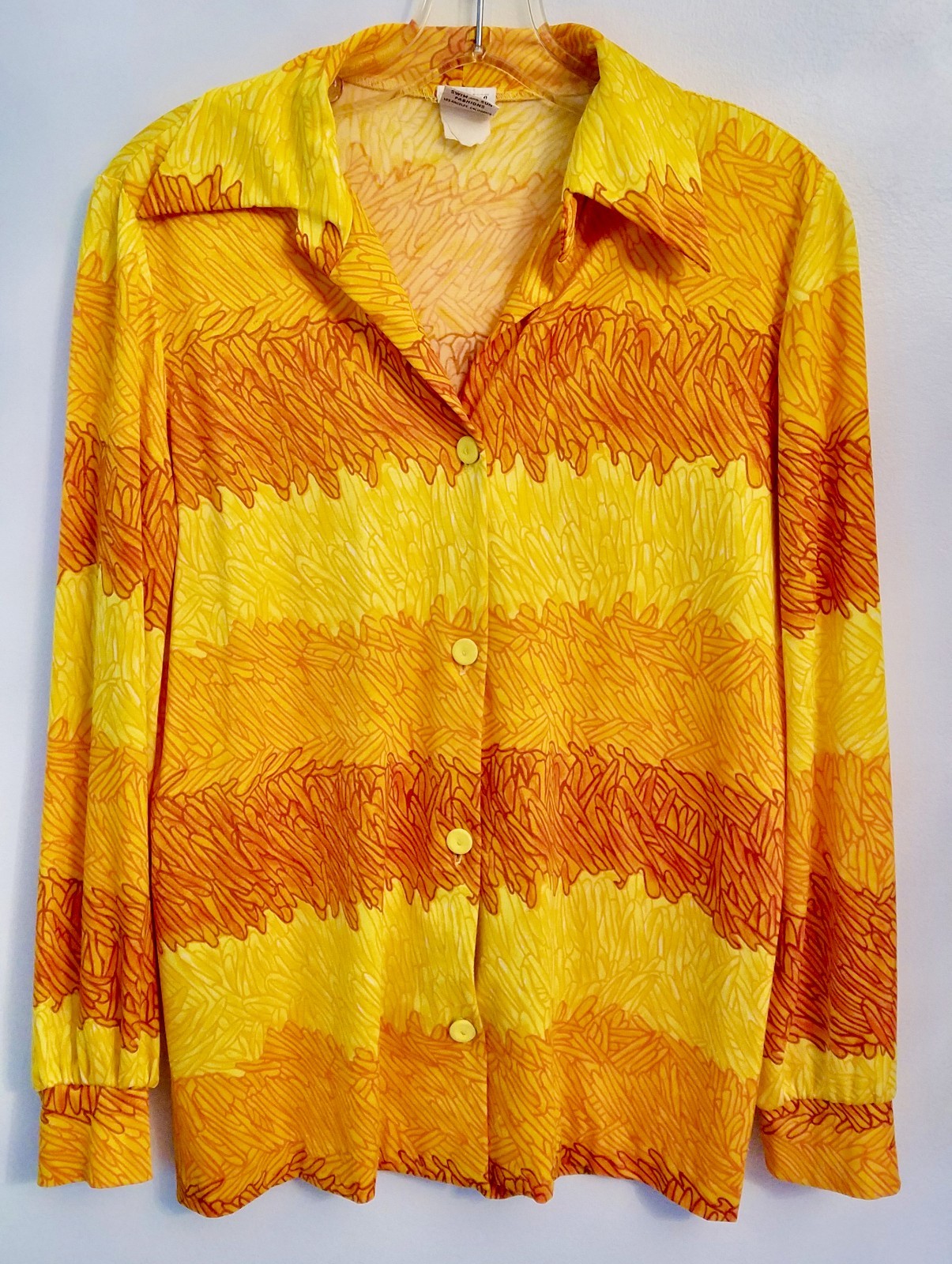 *RARE* DEWEESE DESIGN 60s Helanca “Swim Shirt” in Vibrant Yellow/Orange – S/M