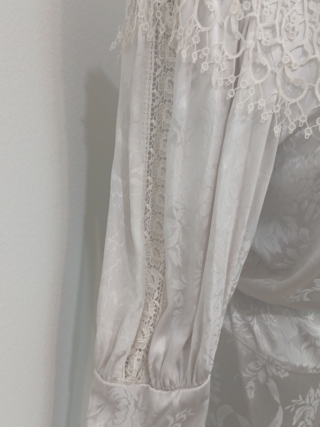 VTG Jessica McClintock Romantic Victorian Floral Lace Dress Cream Ivory Size 8