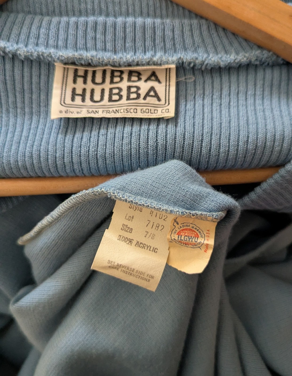 Vintage Hubba Hubba San Fransico Union Made Blue Acrylic Knit Maxi Dress