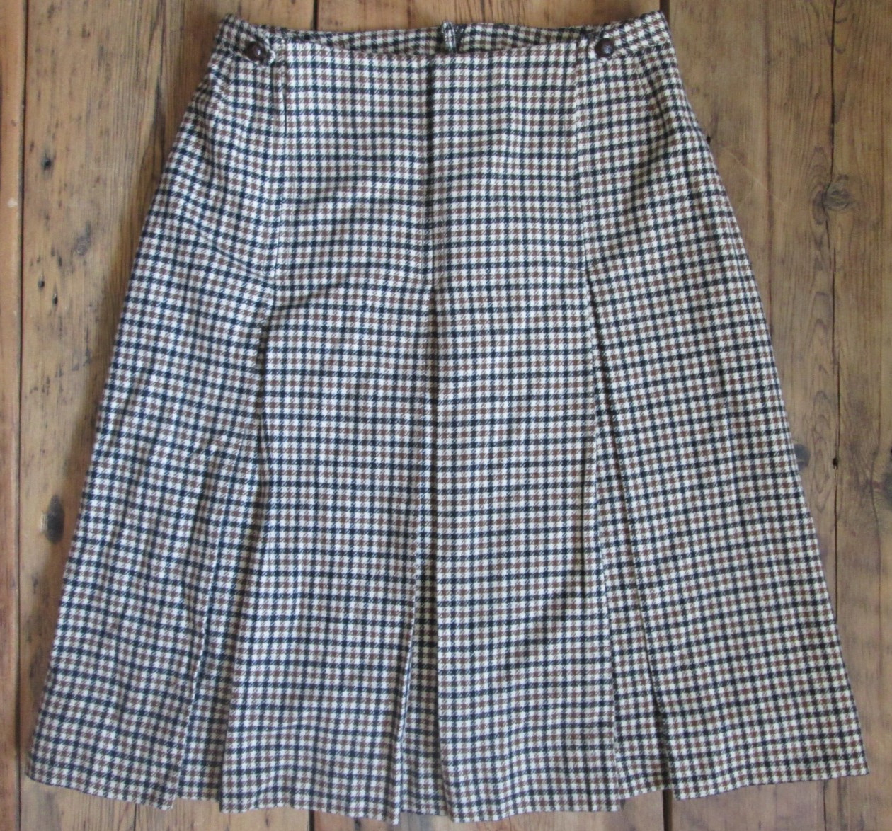 Vintage Skirt Jackfin New York 14 28″ Medium Plaid Checkered Wool Pleated A-Line