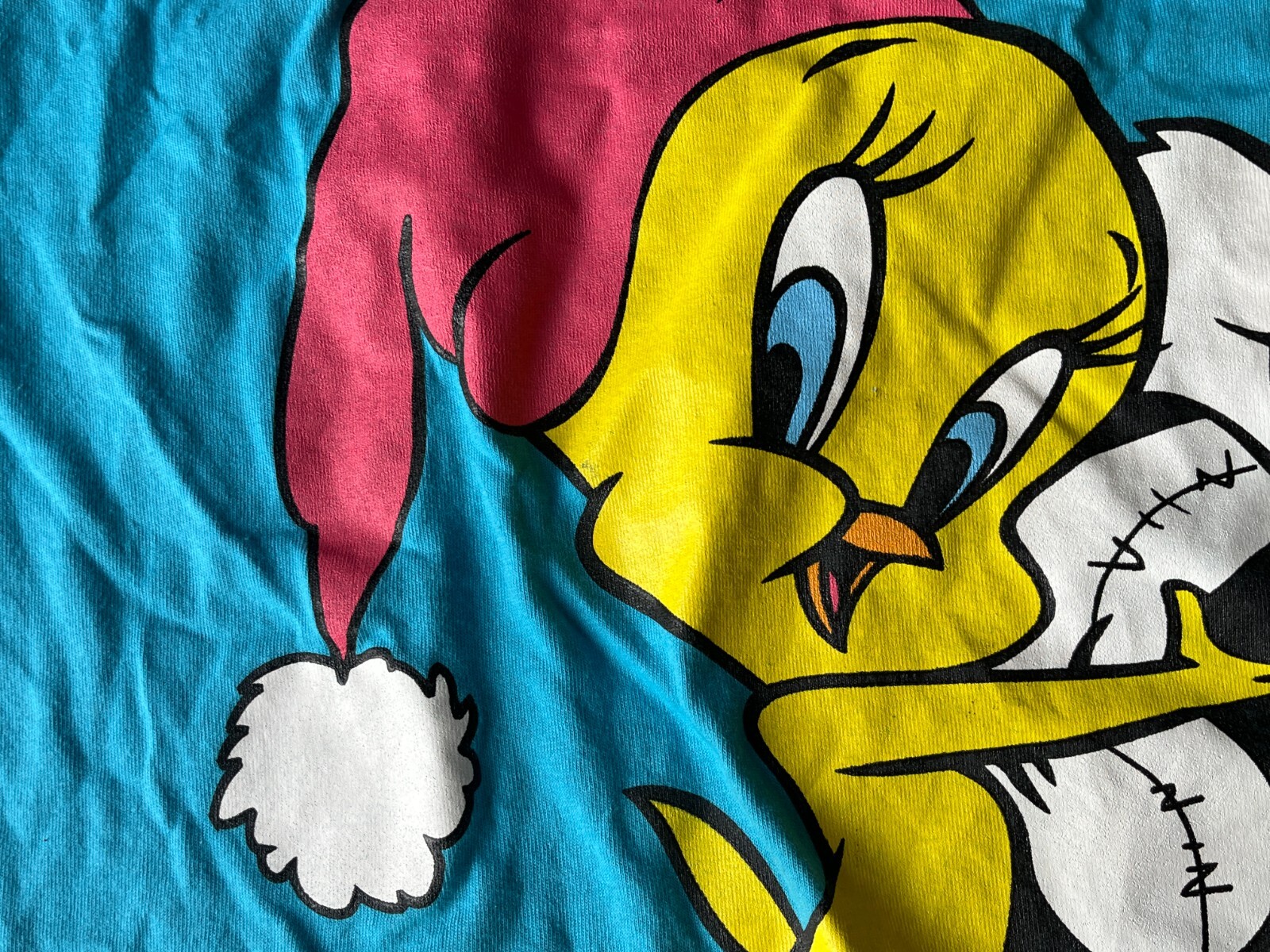 1996 Warner Bros Tweety Pajama Shirt Womens One Size Oversize Shirt & Sleep Mask