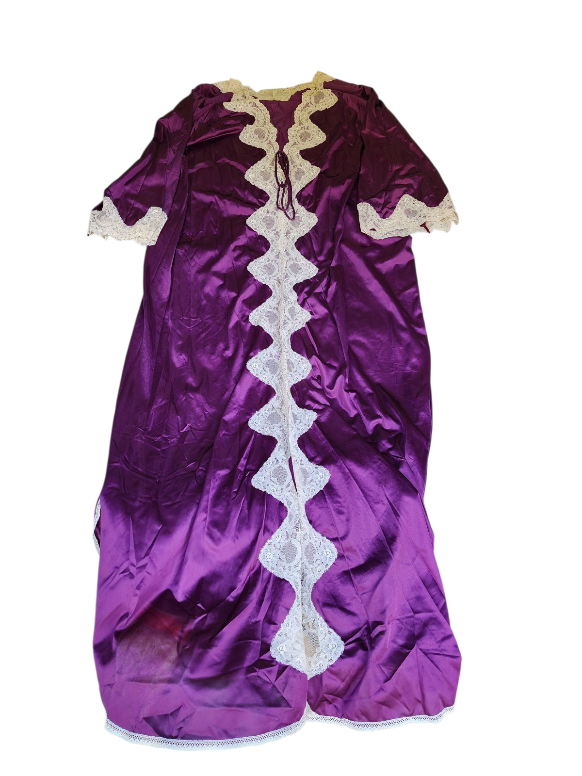 Vintage Royal Purple Robe Nightgown Nylon Tricot 2X 80s Glam Rock
