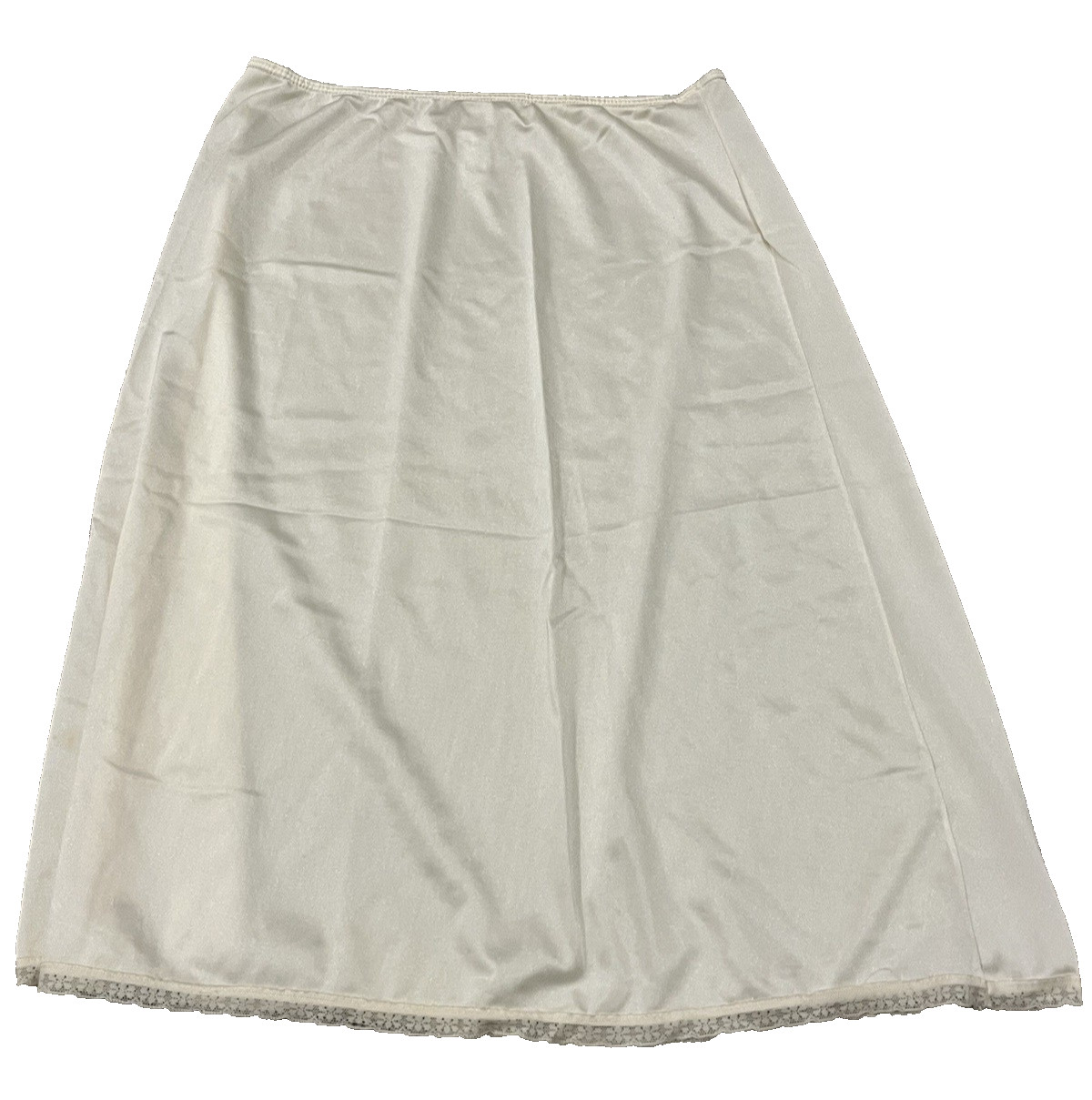 Vintage Greenco Maid Ivory Nylon Half-Slip w/ Lace Trim Made in USA Size Medium