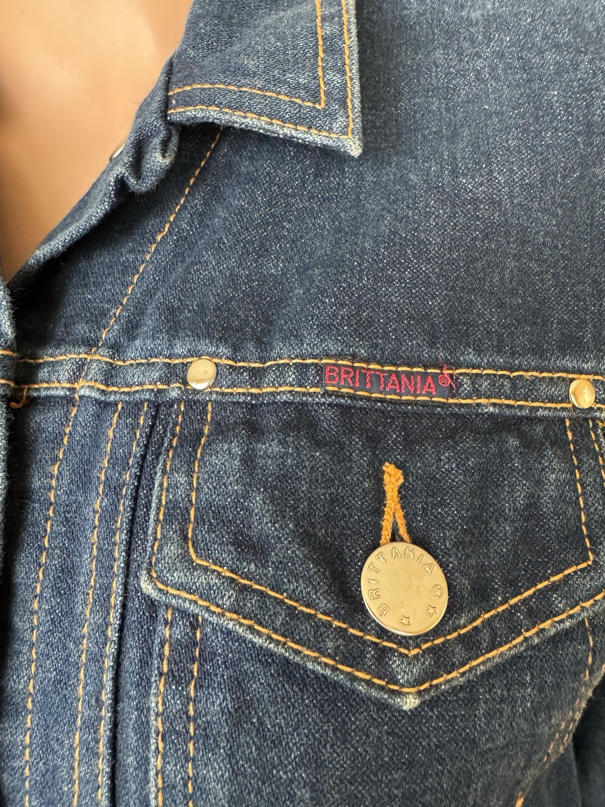Vintage 70s Brittania Denim Jacket – Dark Indigo Fitted Cropped Jean Jacket Xs/s