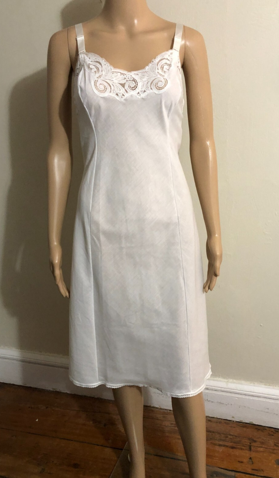Wonder Maid vintage Slip Sz 36 NWOT White Lace Trim Union Made USA