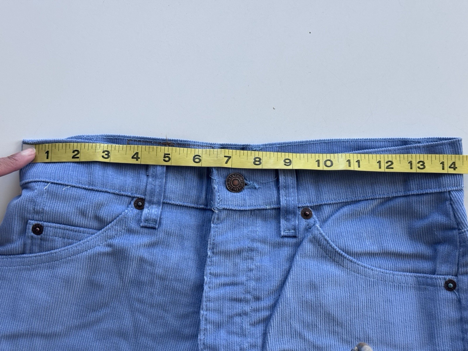 Vintage 70s 80s Levis 517 Corduroy Jeans Pants Cords Light Blue Zip USA 30 X 34