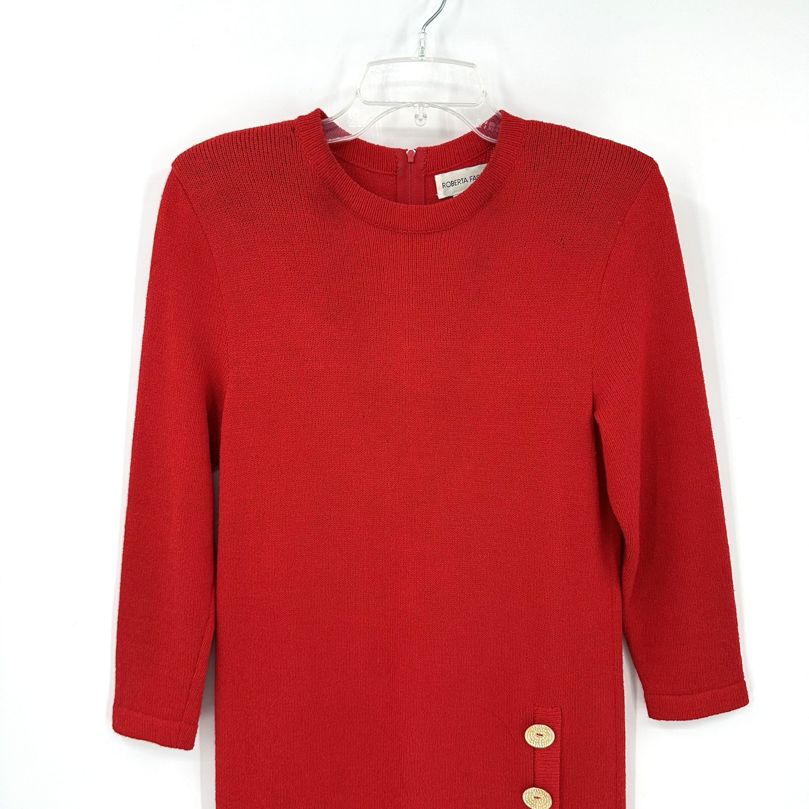 vintage fringe hem SWEATER DRESS red MP santana knit mod retro cocktail 80s 90s