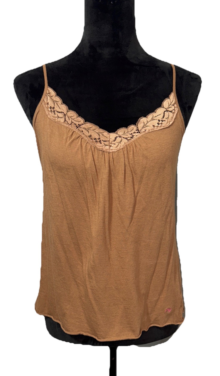 Vintage Y2K American Eagle Camisole Top Brown With Lace Fairygoth