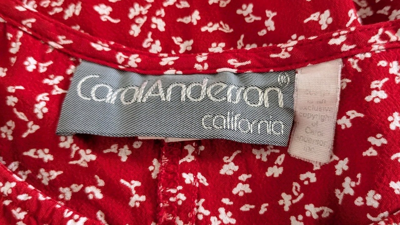 Vintage Carol Anderson Cottagecore Red Floral Dress Small Rayon Made In USA