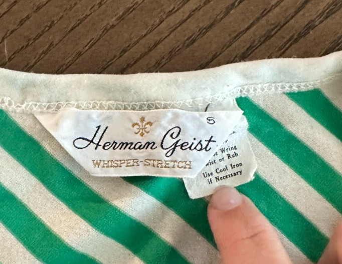 Vtg Herman Geist Whisper Stretch Golf Green White Striped Shirt Size S Small