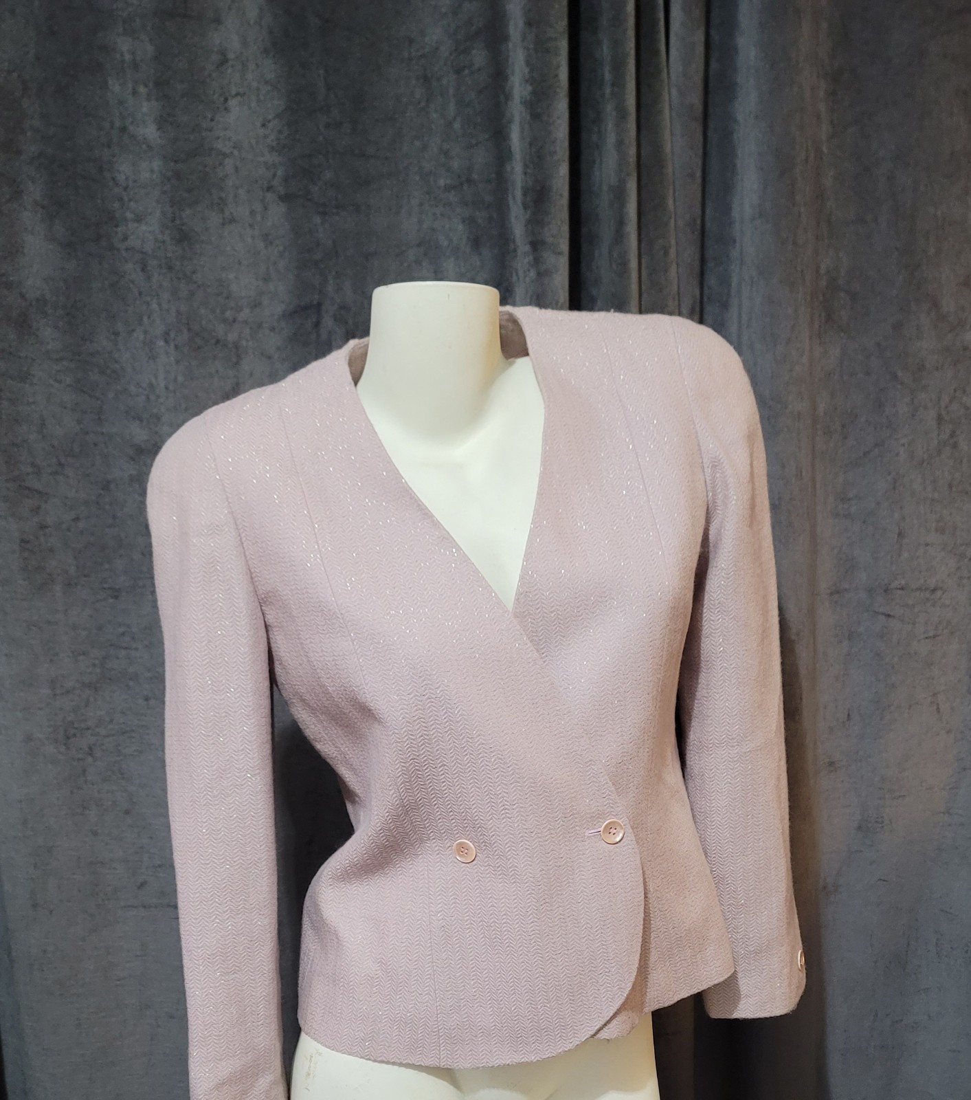 Halston III Vintage Women’s 2 Button Blazer Pink Irridescent Size 6