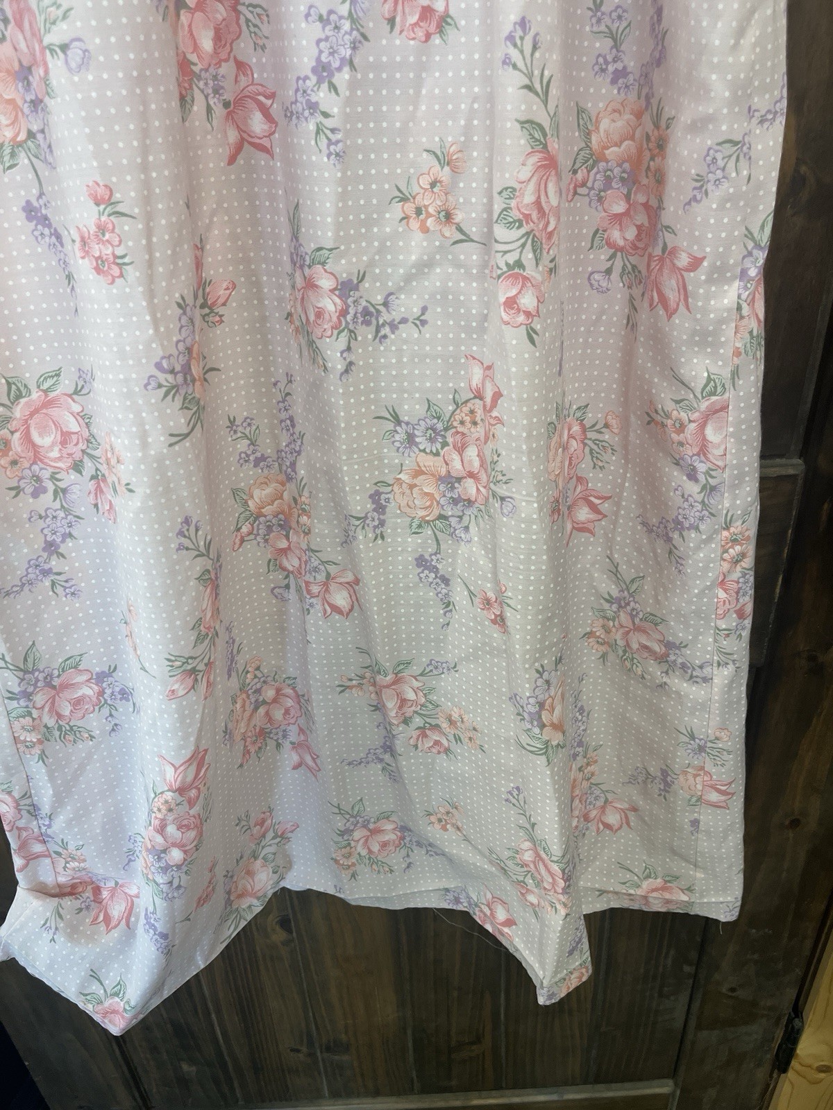 Vintage Smart Time House Dress Robe Pink Roses Polka Dots Women’s Med Lace Mumu