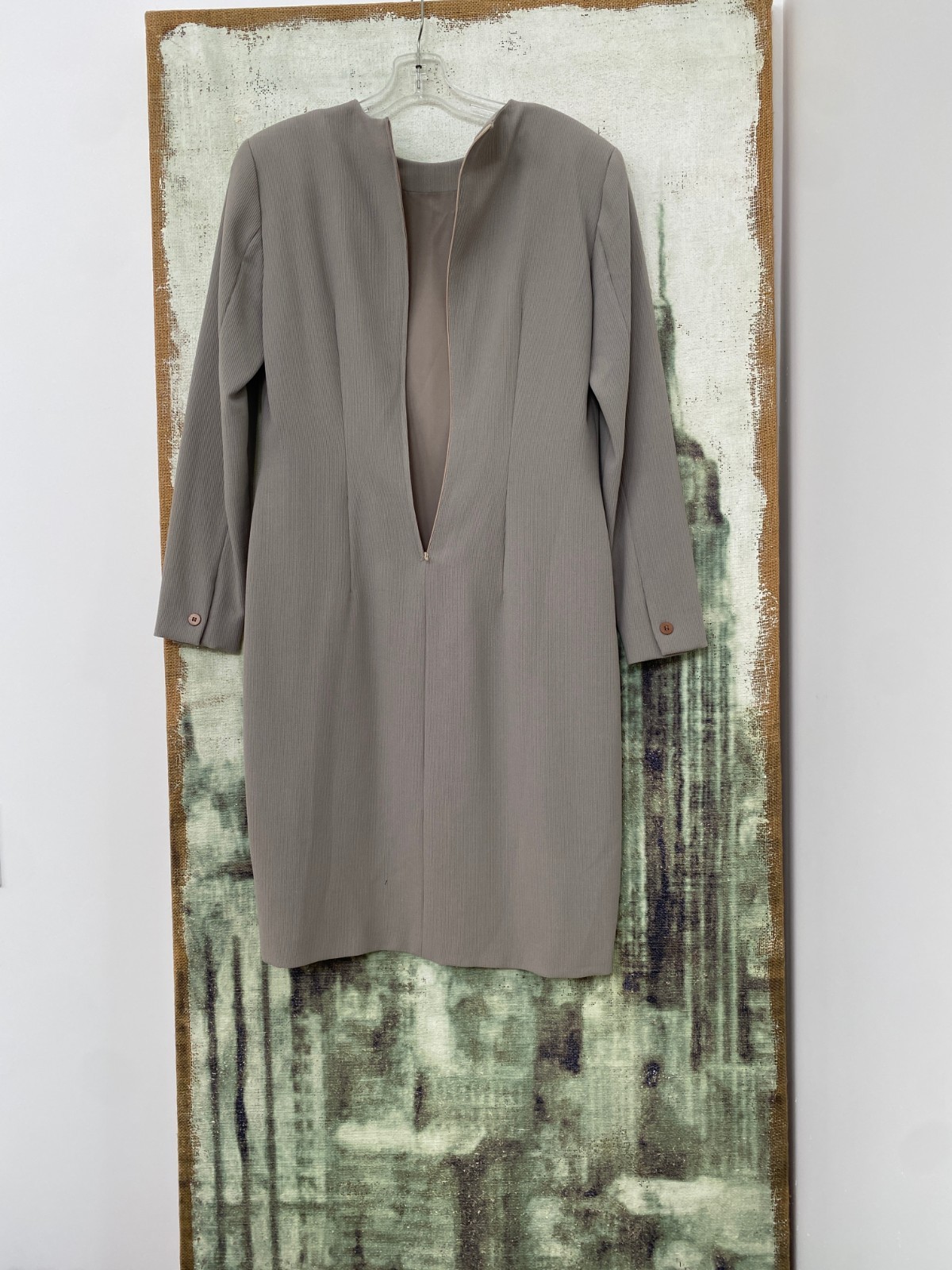 GIORGIO ARMANI Le COLLEZIONI Greige Color Sheath Dress-Size 12-Vintage.