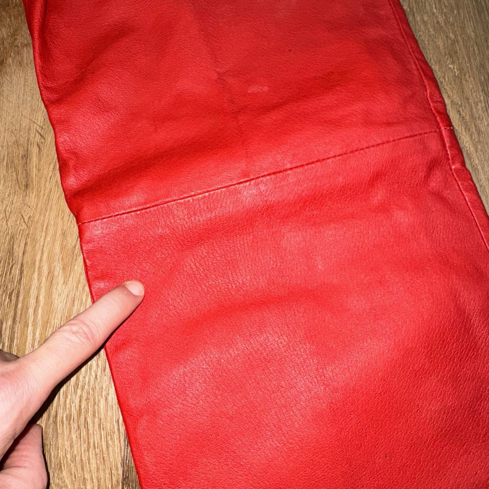 Vintage Leather Pants Womens 10 Red 1980s Rocker Grunge New Wave 80s 30 x 29