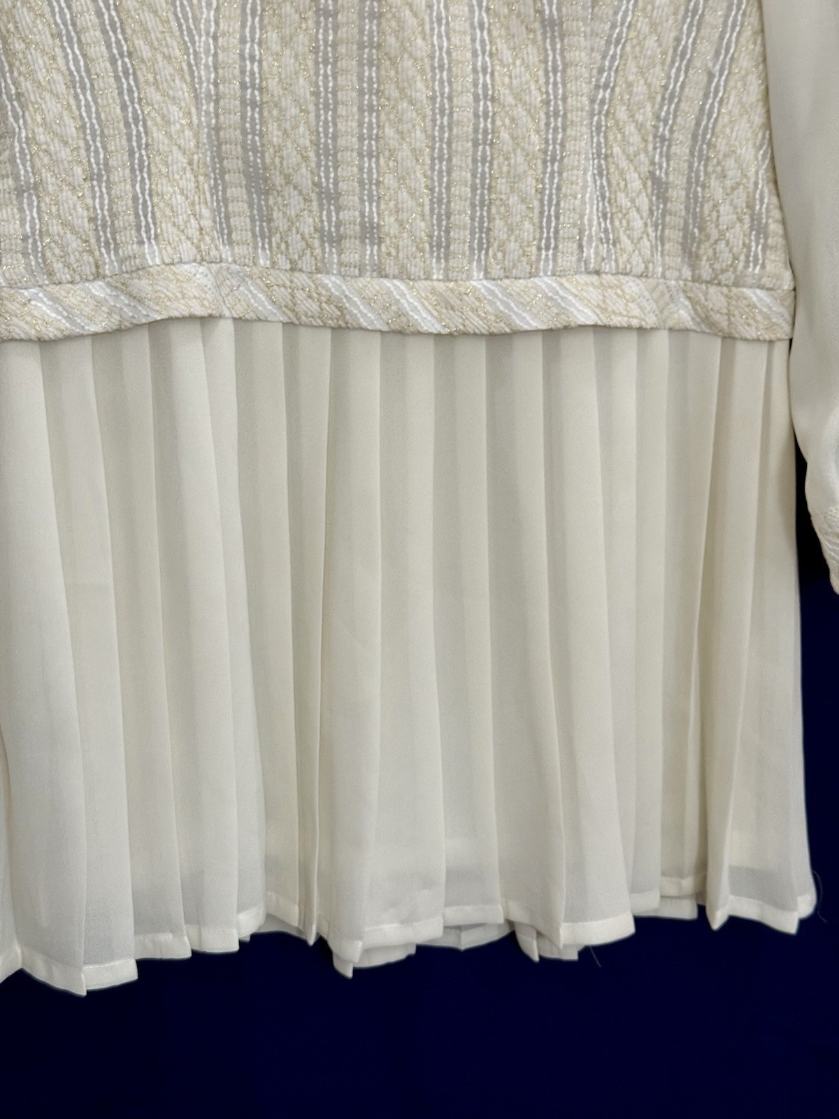 NWOT VTG 90s Clara Yoon Original Korea Designer Dress Quiet Luxury Gold Ivory M