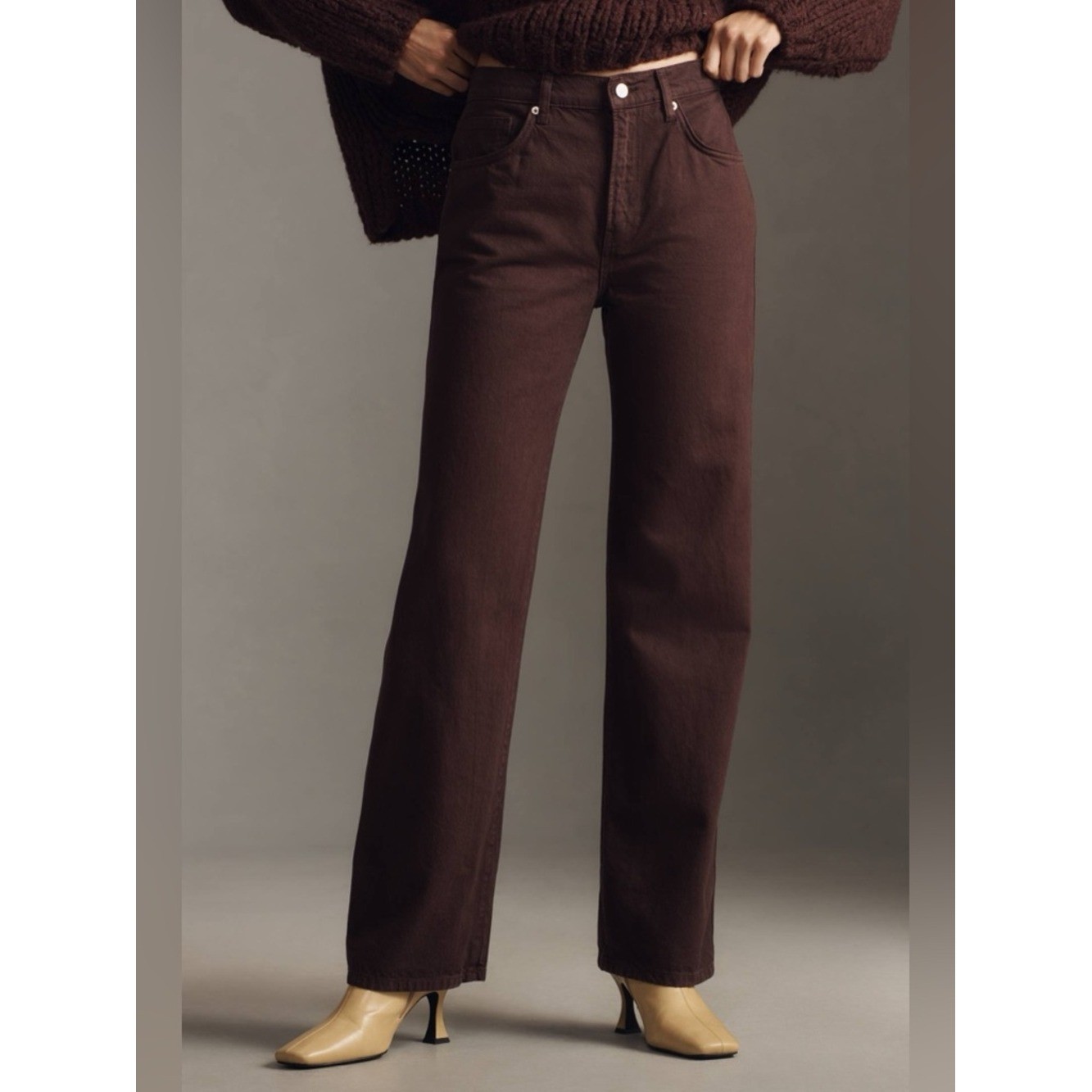 Reformation Val 90s Mid-Rise Straight-Leg Jeans Chocolate Brown Womens 26