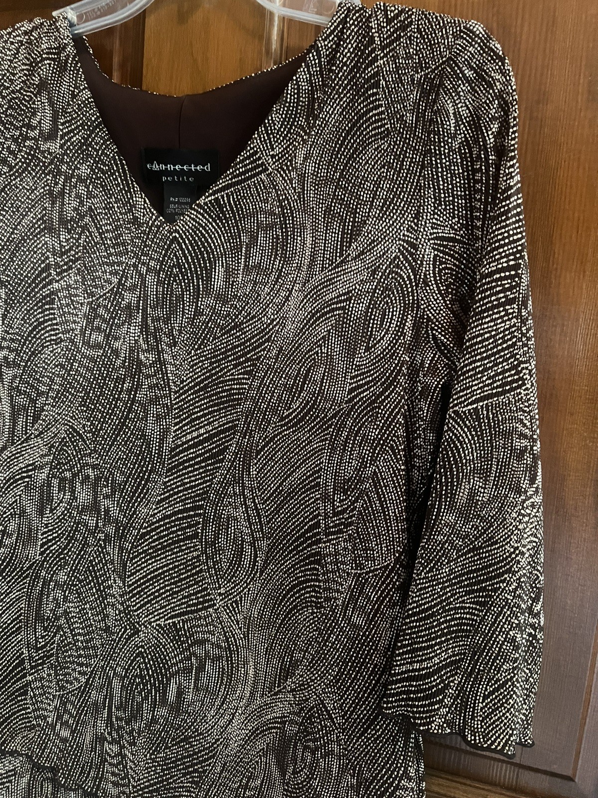CONNECTED WOMAN 10P Brown&Beige Dots Swirl Design Layered Dress