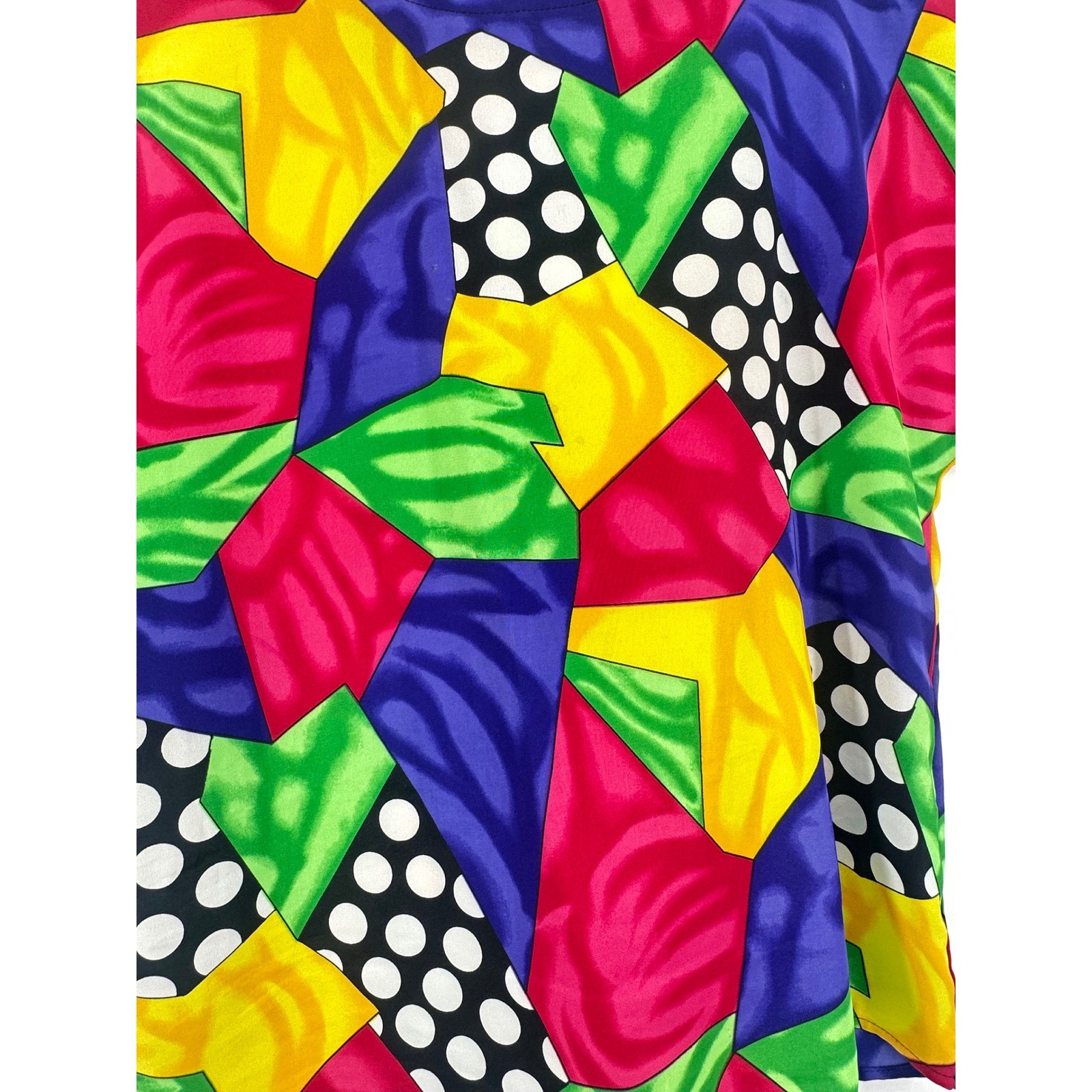 Renaissance Sportswear Vintage Multi Color Geometric Polka Dot Top Womens Small