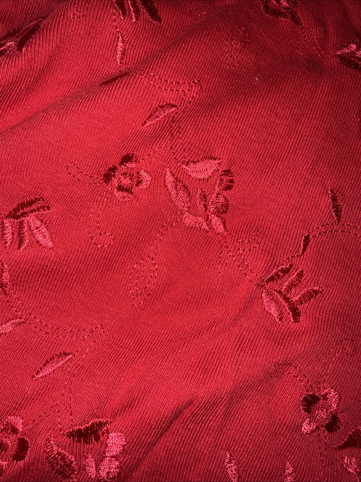Vintage Cottons/ Polyester T-shirt Erika & Co. Embroidered Red Floral Tag Small