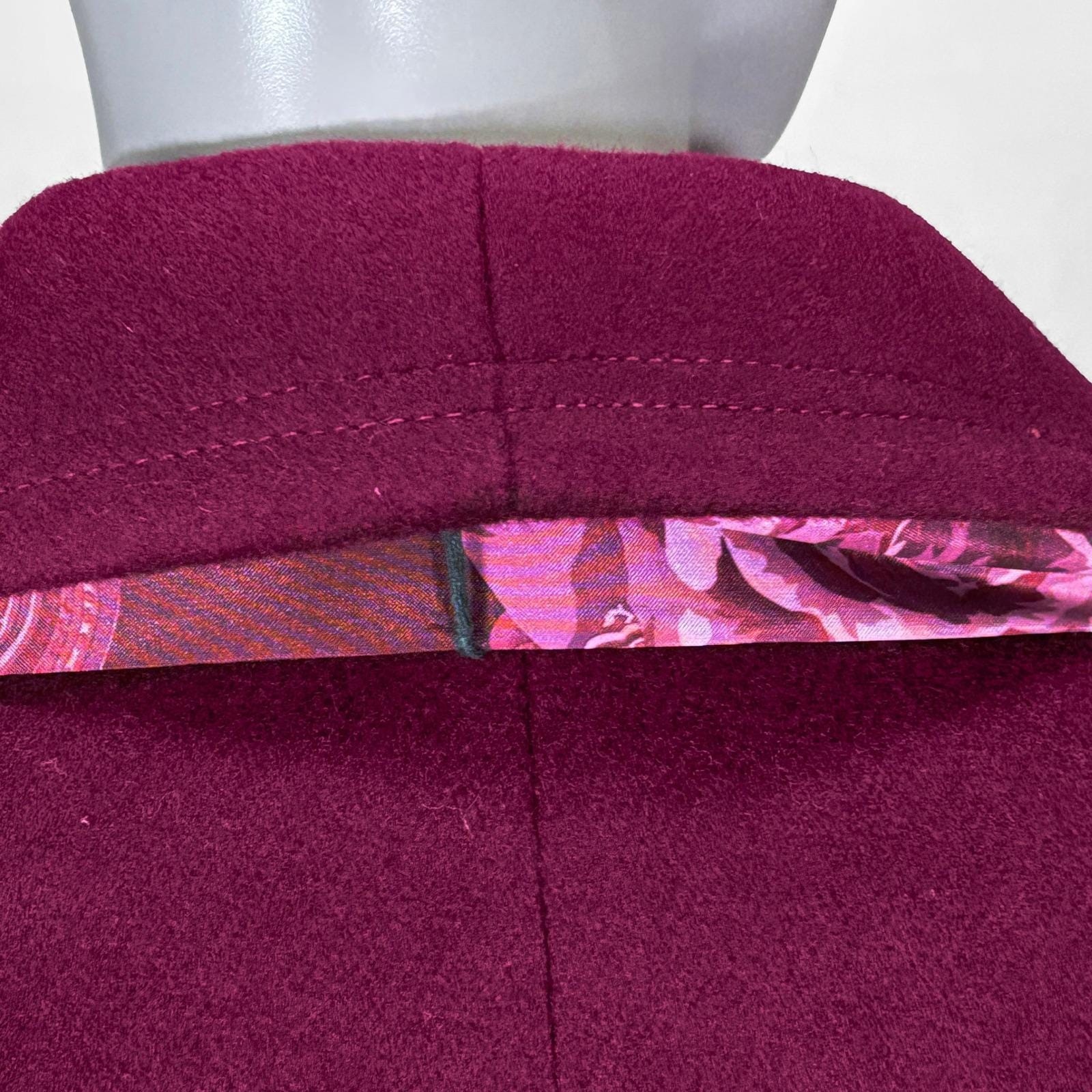 VTG Alorna Forstmann Magenta Wool Blend Coat with Scarf Womens L Peacoat