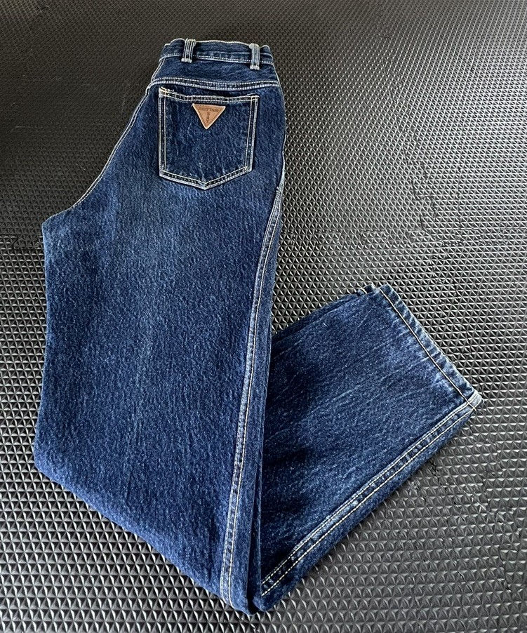 Vtg BRITTANO BAY Jeans Denim Mom High Rise Taper Tag Sz 11 (27×27.5)