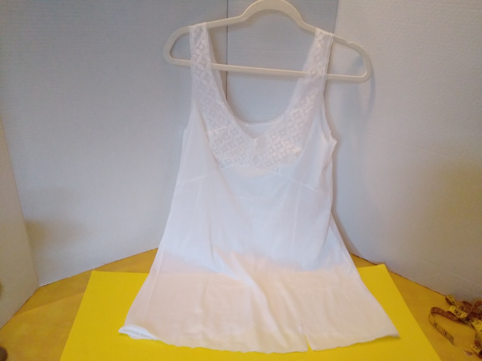 Vintage Full Slip Dress Chemise European Size M-L Triumph Intl White Lace