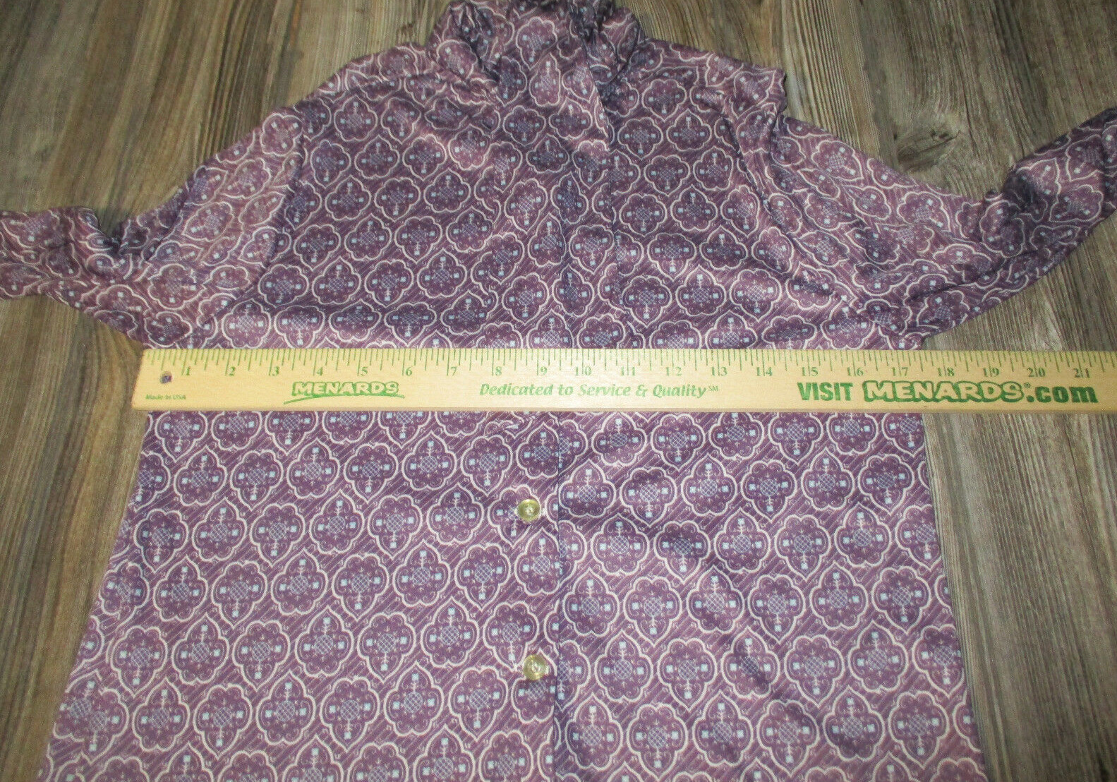 Vitg 80s Cape Cod Match Mates Purple Print Long Slv Top Size 14 Made in USA