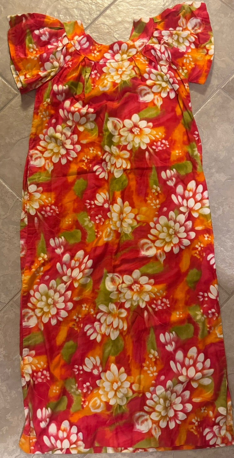 Vtg Roberta Lynne Of Hollywood Hawaiian Dress Hostess Muumuu Maxi 1960’s-1970’s