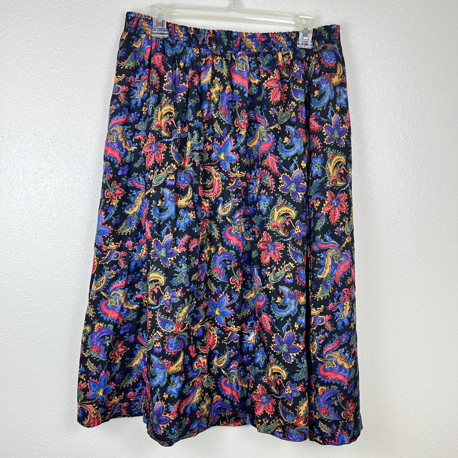 Vintage 90’s California Connection Multicolor Paisley Midi Circle Skirt Size 22