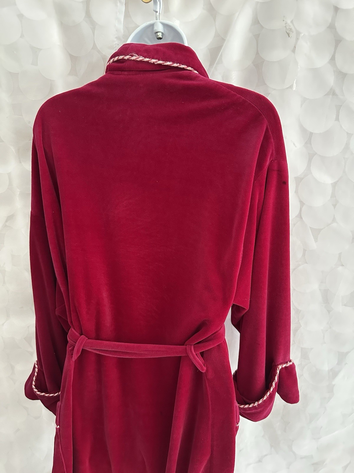 VTG 80’s LONG Ruby Red Velvet Robe Shawl Collar Dressing Gown Pierre Cardin