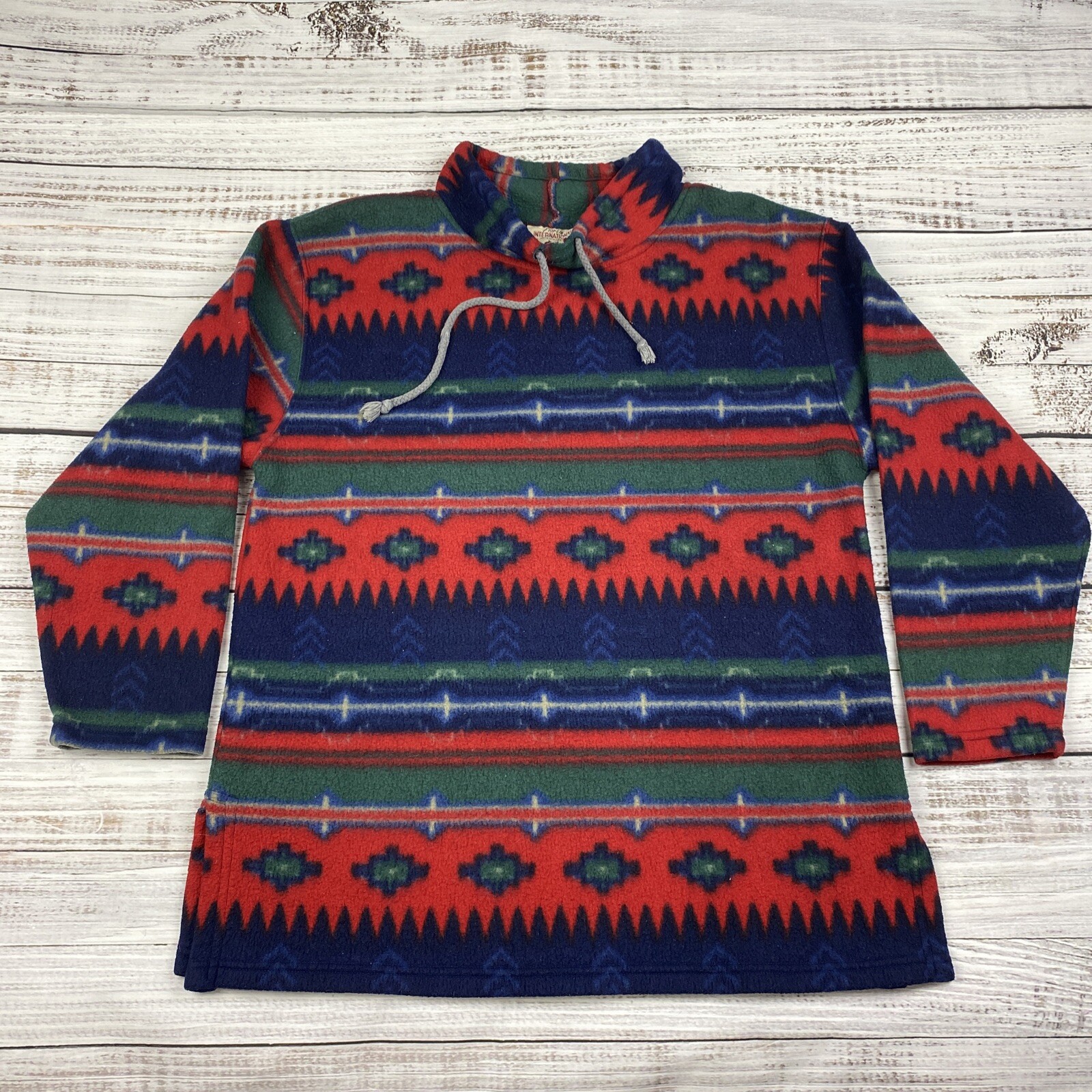 Giorgio Fiorlini International Women’s Med Red Aztec Cowl Neck Fleece Santa Fe