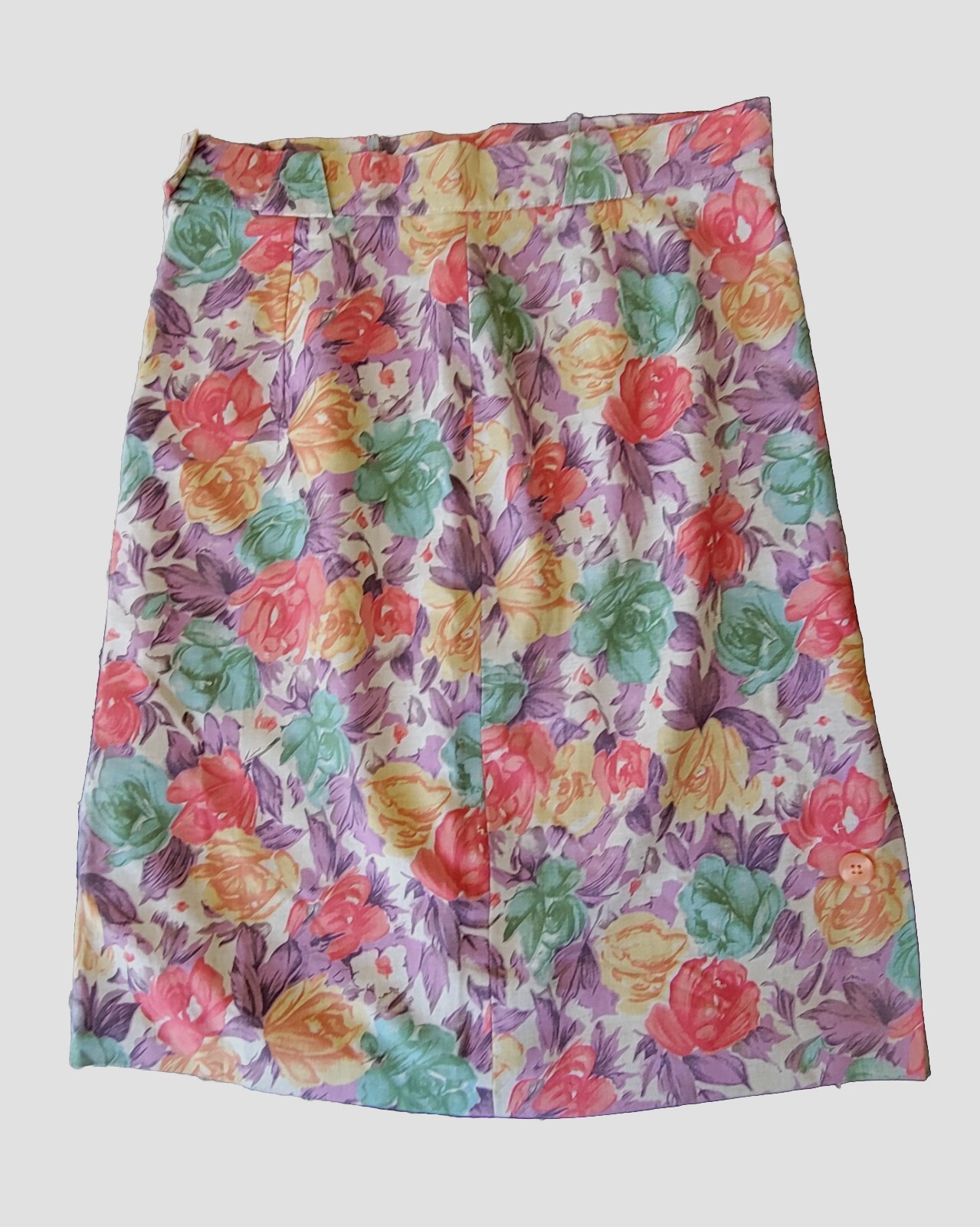 Vtg 90s Skirt Floral Size Medium Rayon Flax
