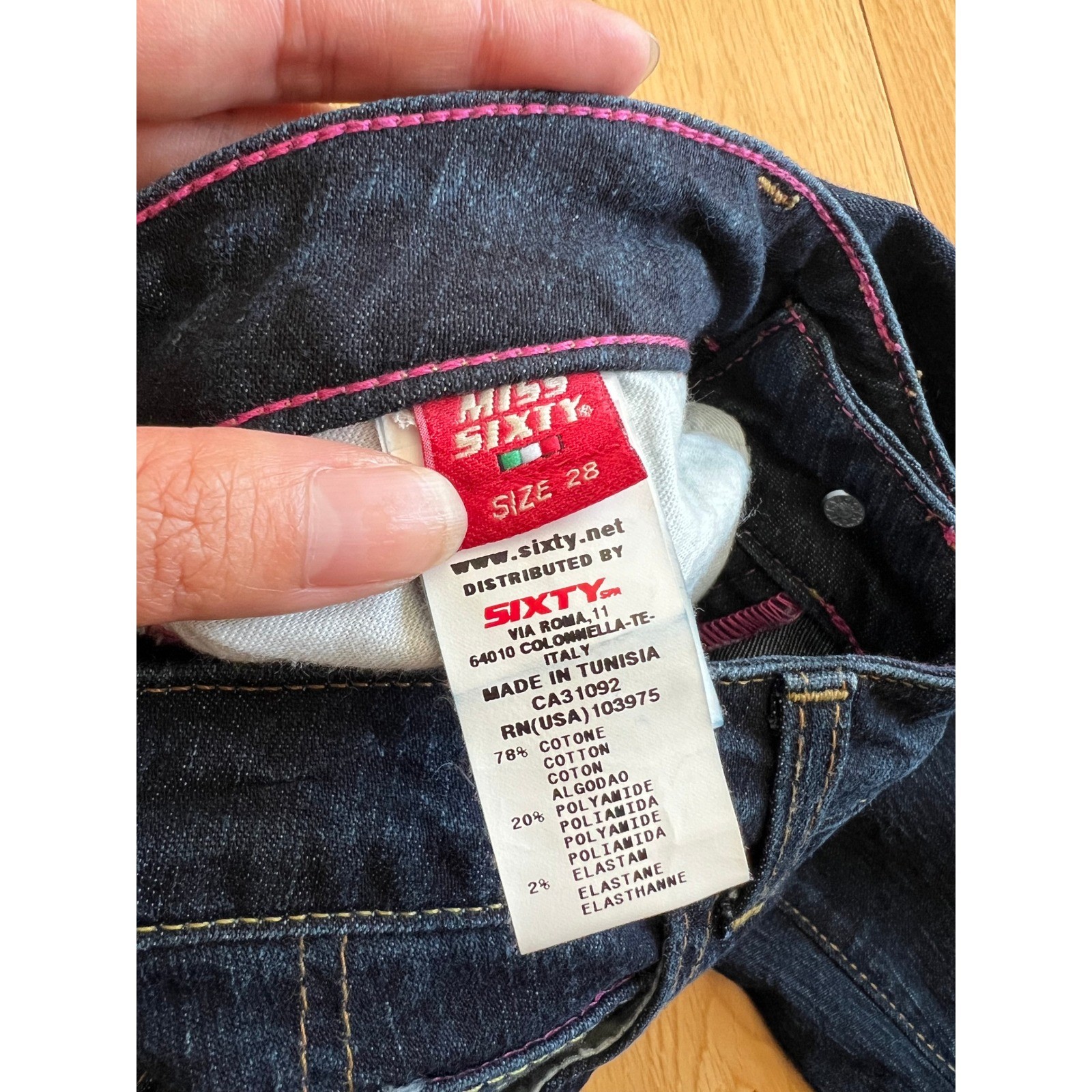 Vintage Y2K Miss Sixty Extra Low Rise Bootcut Denim Jeans Dark Wash Womens 28×32