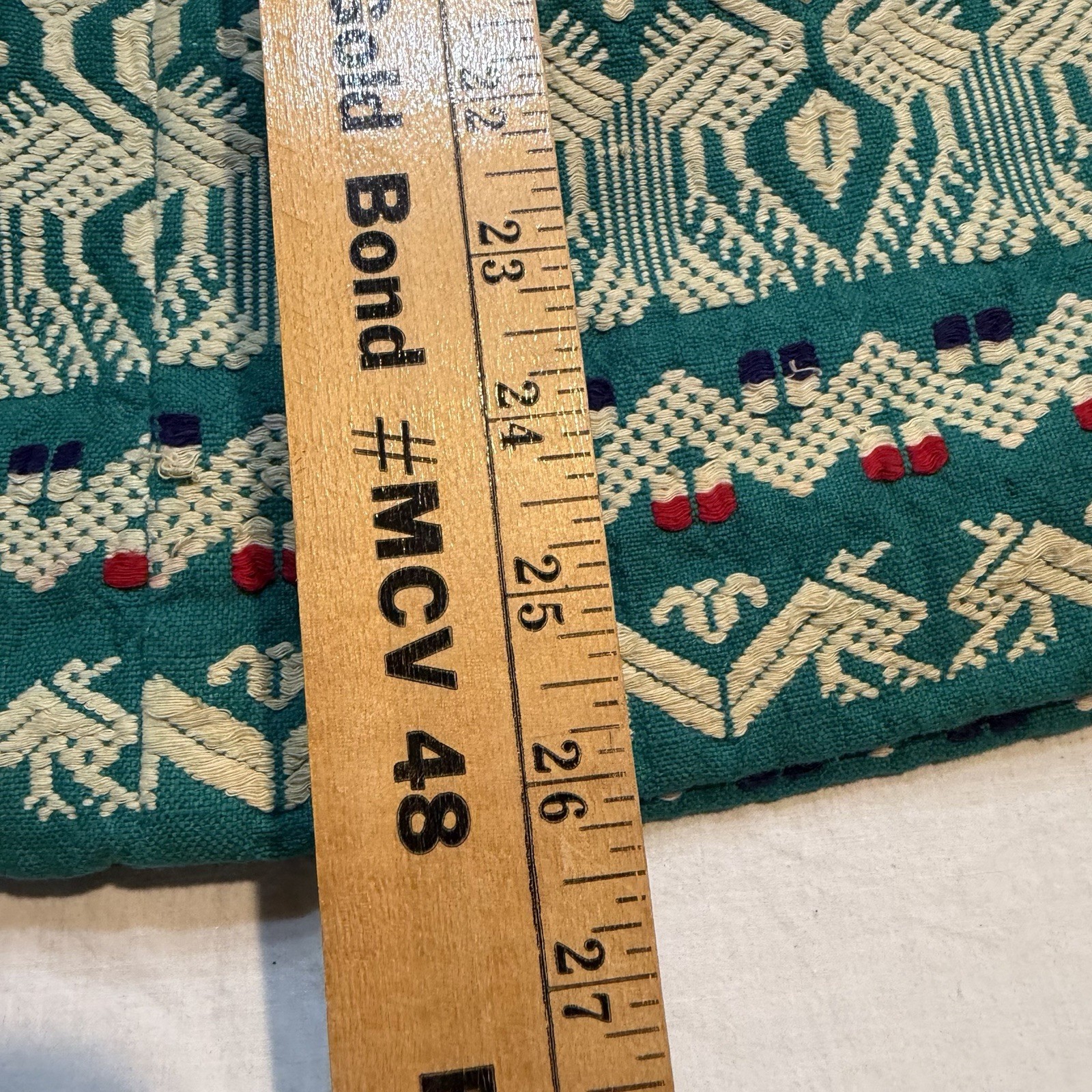 Guatemalan Handmade Woven Traditional Dirndl Skirt Size XS Green Red White Bird