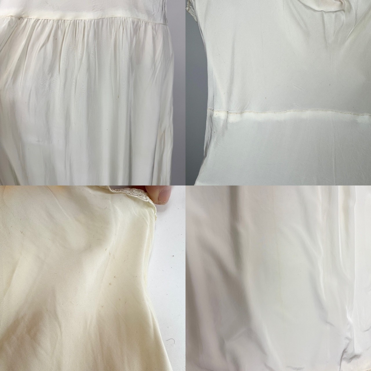 1940s Vintage White Chiffon Overlay Maxi Slip Dress