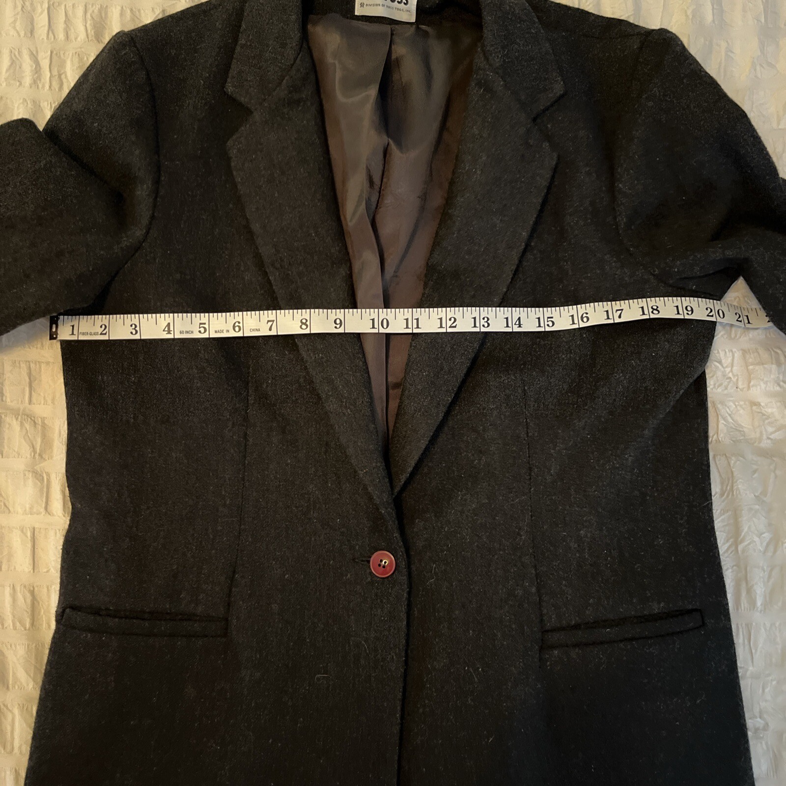 VINTAGE RRRRuss WOOL Dark Gray Lined Blazer USA Union Made Size M/L