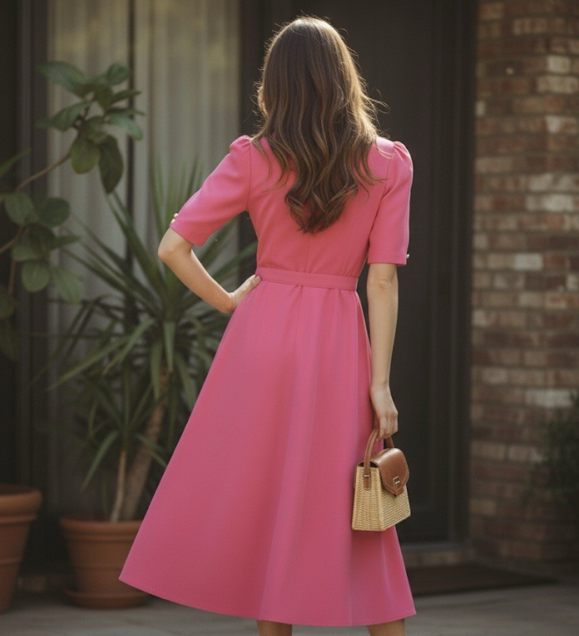 Women’s Vtg NOS 70s 80s California Looks Pink Dress Sz 16P New! USA