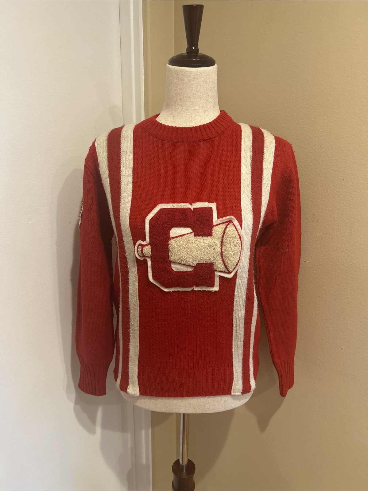 Vintage Dehen Red Varsity Cheerleading Sweater Sz M