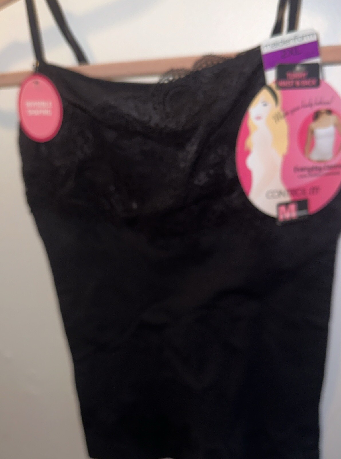 MAIDENFORM 12598 Sz:2XL-Black Control It Lace Bodice Everyday Control Camisole