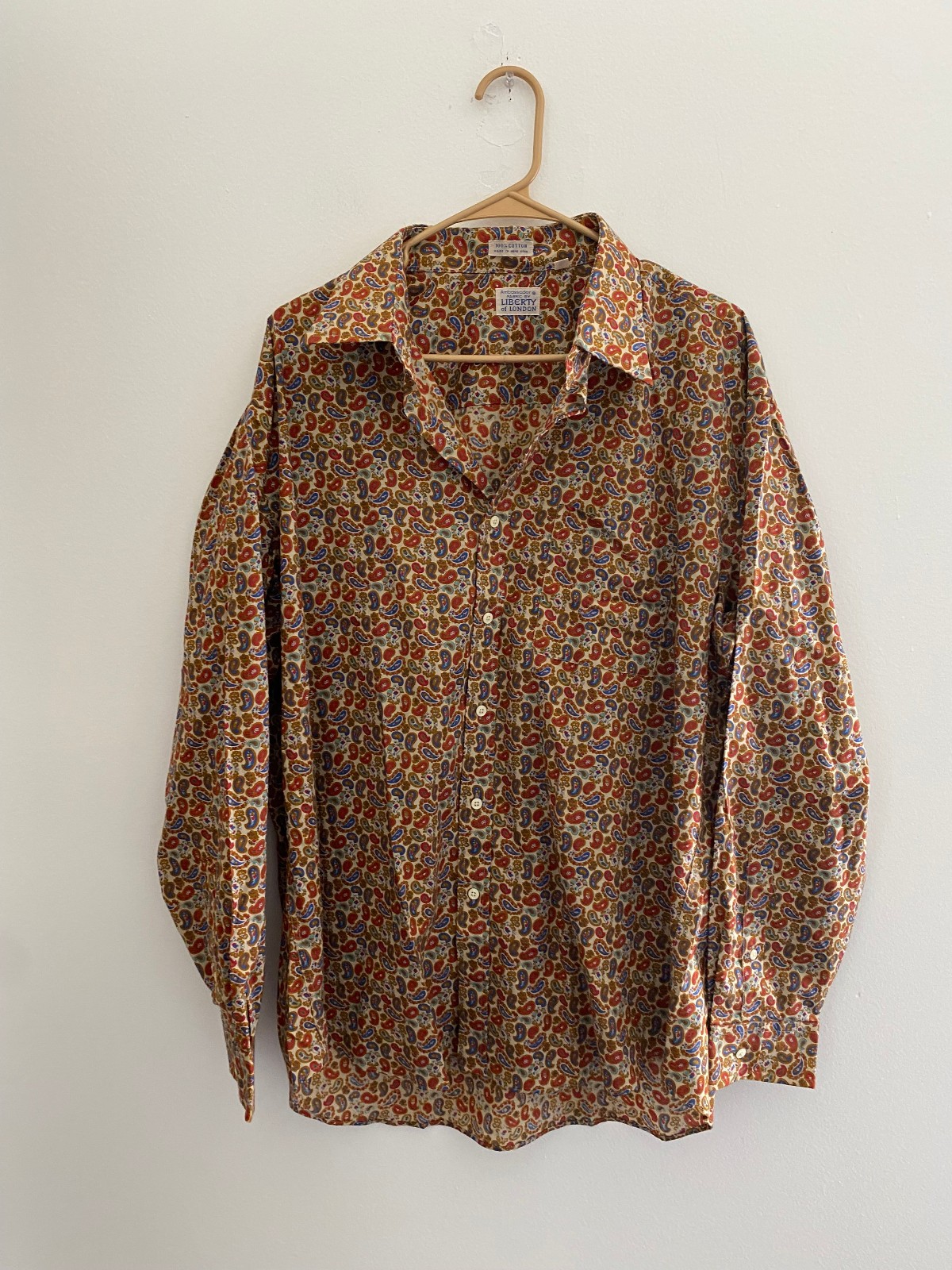 Vintage Ambassador Liberty of London Pasiley Print Button Up Shirt sz XL