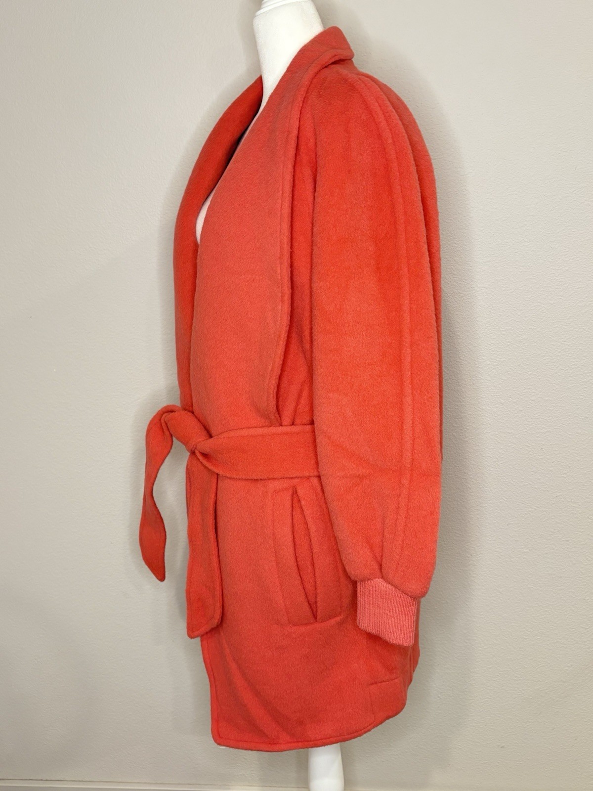 Rare VTG Claude Montana Coral Llama Cashmere Blend Oversized Robe Coat Size S/M