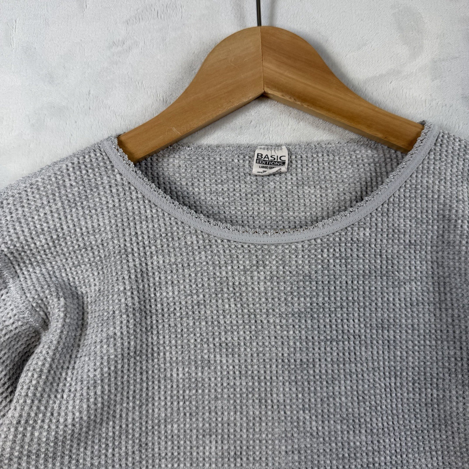 Vintage 80’s Streetwear Thermal Waffle Knit Long Sleeves T-Shirt Women Size L