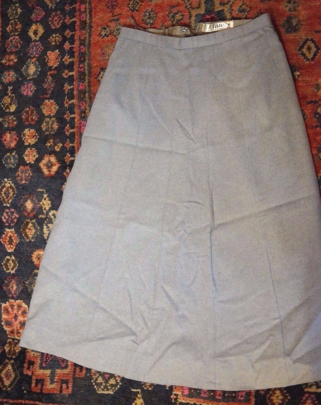 J. TIKTINER SKIRT Cote D’Azur, France Women’s VINTAGE 1970s Size 44/12 Wool