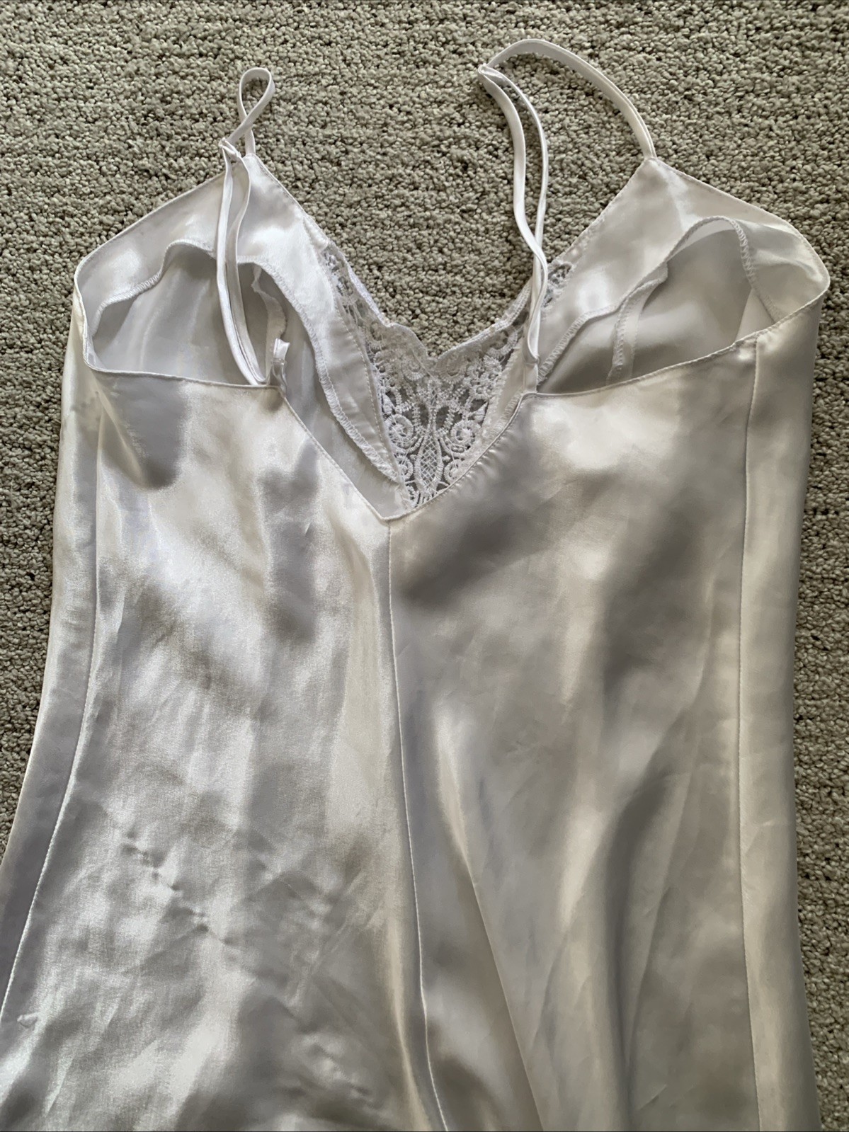 fredricks of hollywood Satin Nightgown Slip Dress Maxi Sleeveles Strappy Sexy S