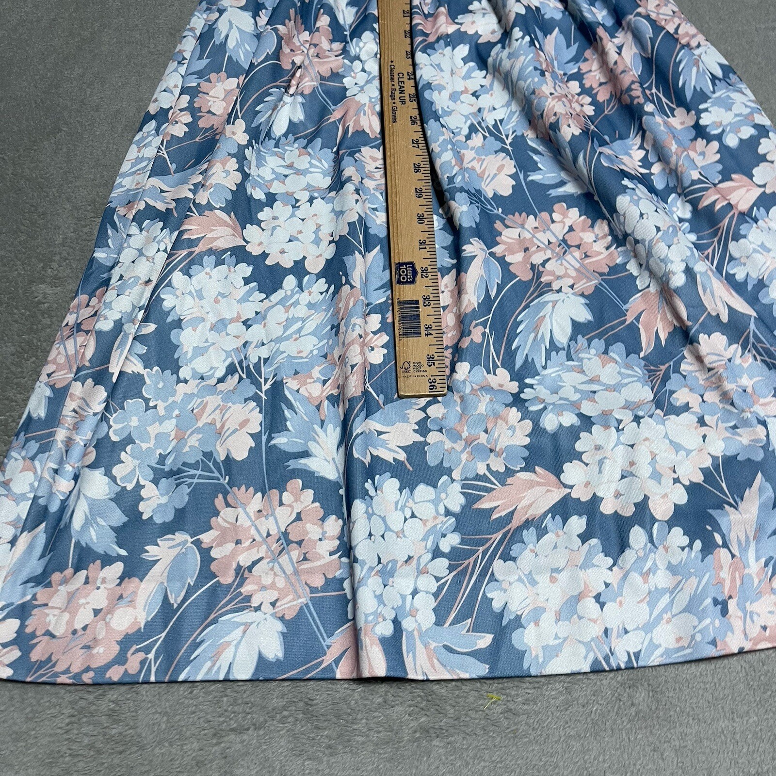 Vintage 70s Montgomery Ward Dress Womens 14 Blue Floral Lace Collared Sleeveless